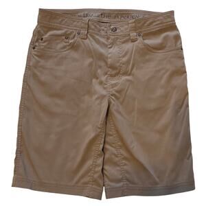 prAna Brion Shorts Khaki Sz 32, 10" long Nylon & Elastane, Everyday & Hiking